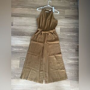Wide Leg Jumpsuit - Khaki Brown/Olive with belt - NWT